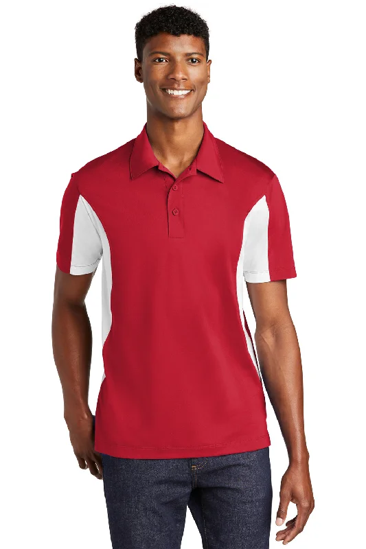 Street Fashion Sport-Tek Mens Sport-Wick Moisture Wicking Short Sleeve Polo Shirt - True Red/White Street Fashion Sport-Tek Mens Sport-Wick Moisture Wicking Short Sleeve Polo Shirt - True Red/White