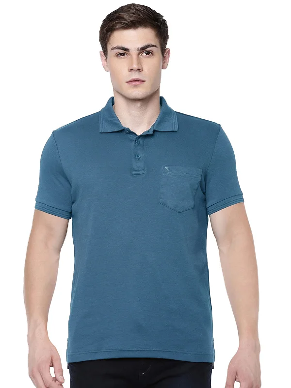 Exquisite Design Super Combed Cotton Polo T-Shirt Peacock Blue with Chest Pocket