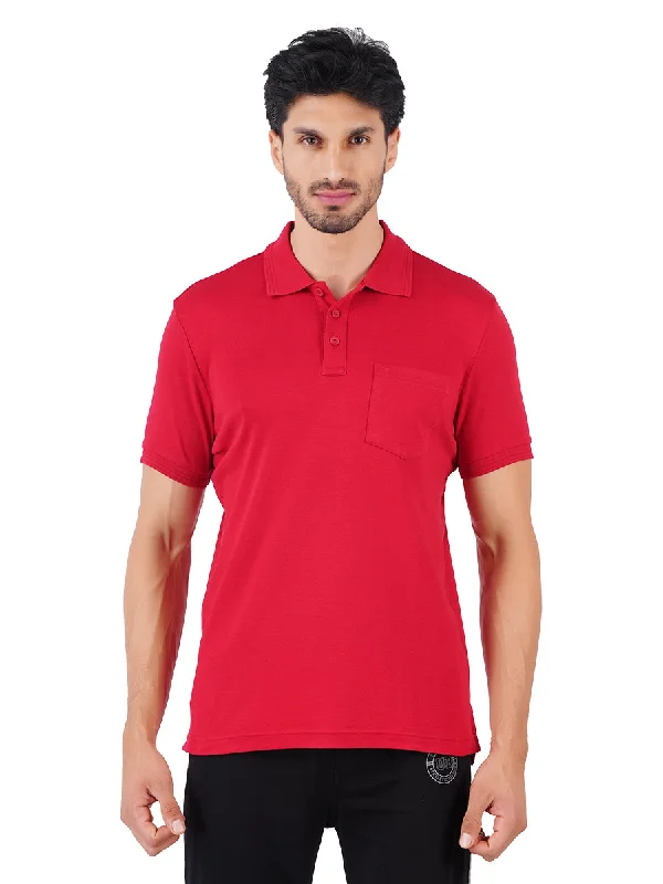 Personalized Outfit Super Combed Cotton Polo T-Shirt Red with Chest Pocket