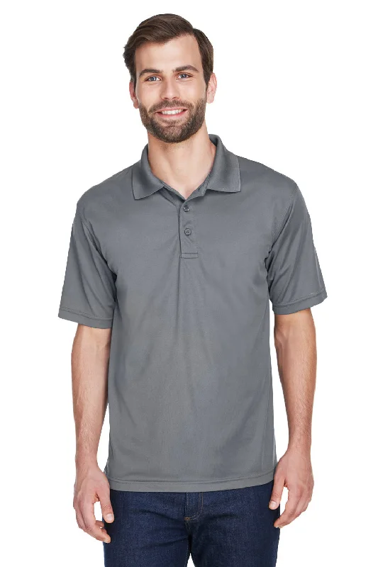 Soft Textures UltraClub Mens Cool & Dry Moisture Wicking Short Sleeve Polo Shirt - Charcoal Grey Soft Textures UltraClub Mens Cool & Dry Moisture Wicking Short Sleeve Polo Shirt - Charcoal Grey
