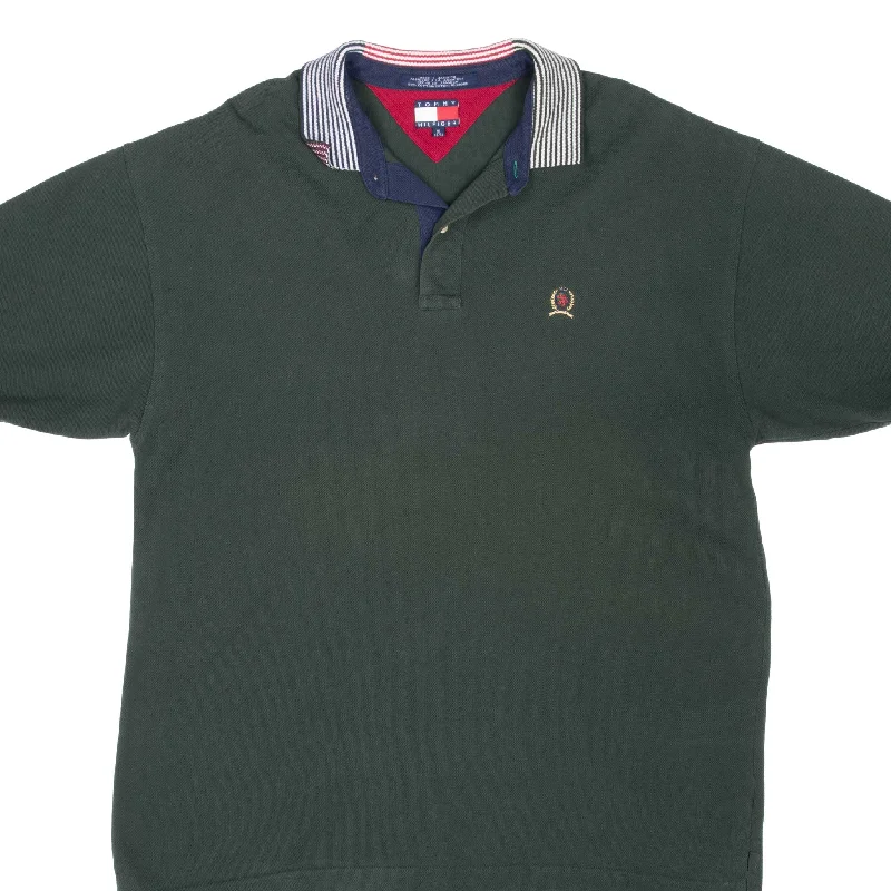 VINTAGE TOMMY HILFIGER GREEN POLO SHIRT 1990S XL