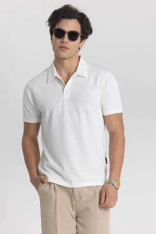 White Textured Polo T-Shirt