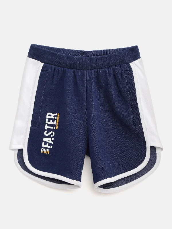 Minimal Classic Alcis Girls Navy Blue Printed Detail Regular Fit Running Shorts
