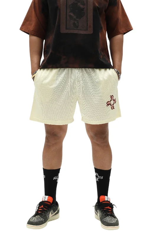 Basic Version Monogram Sports Mesh Shorts - Cream