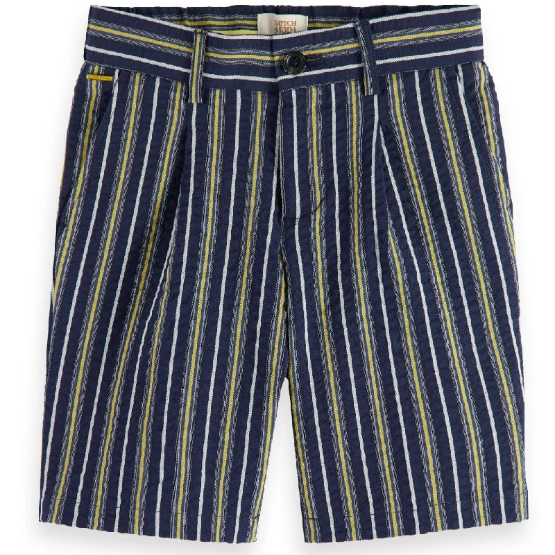 Classic Color Scotch & Soda Boys Longer Length Seersucker Navy Shorts_ 24170453