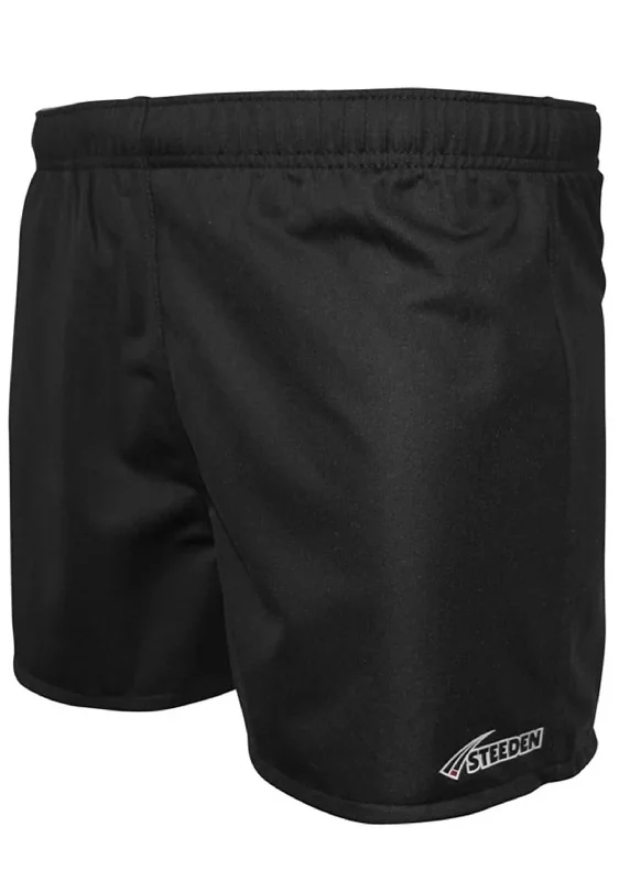 Versatile Comfort Wear Steeden Mens Rugby League Shorts Black <br> 228800
